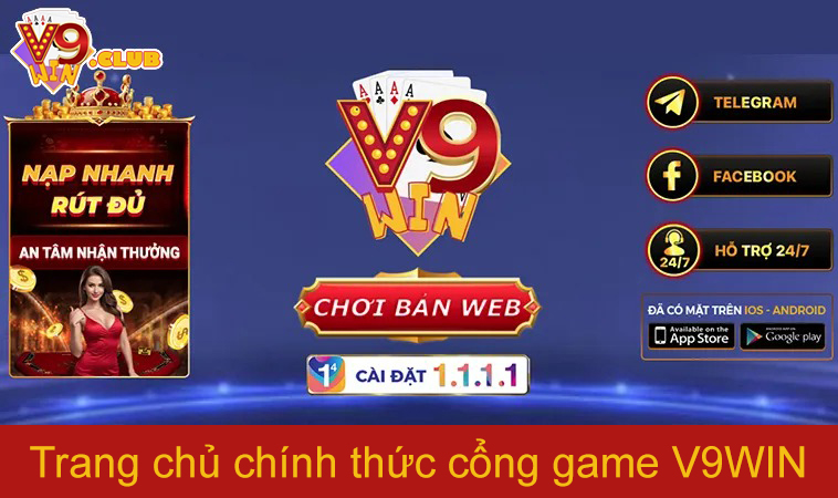 Giao diện trang chủ chính thức của V9WIN