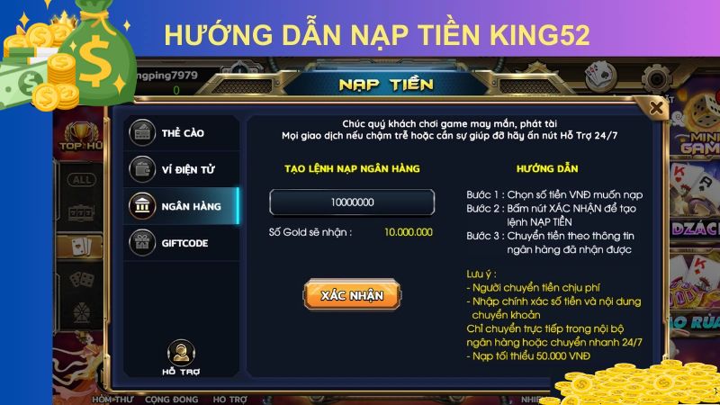 5 cách nạp KING52 an toàn và phổ biến