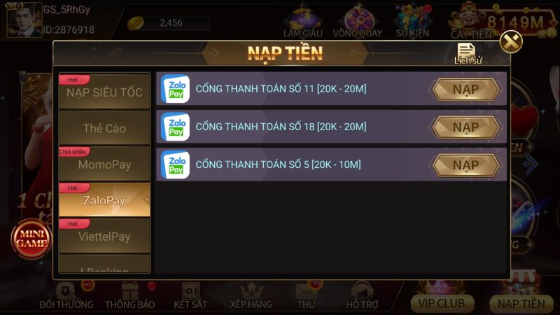Điểm danh phương thức nạp tiền Twin68 tiện lợi nhất cho bạn