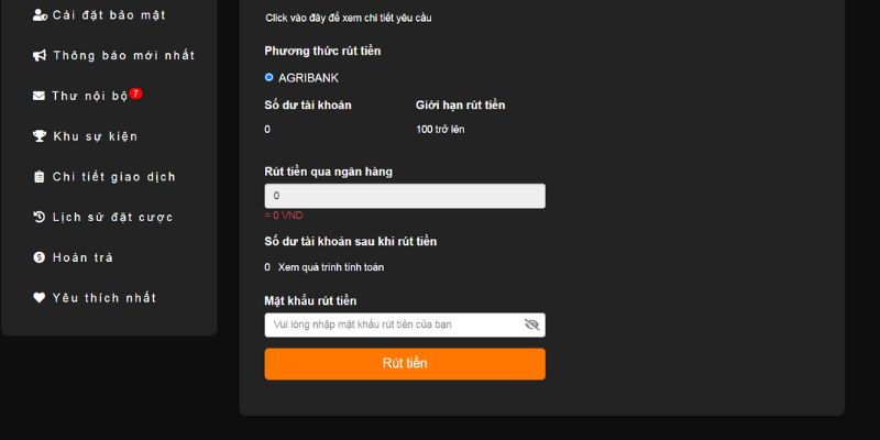 Xác nhận rút tiền