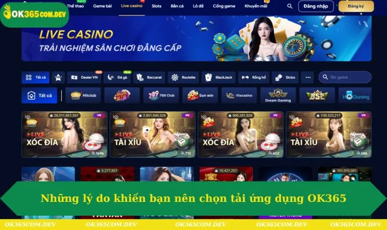 Tải app OK365 về máy để tham gia cá cược mọi lúc mọi nơi