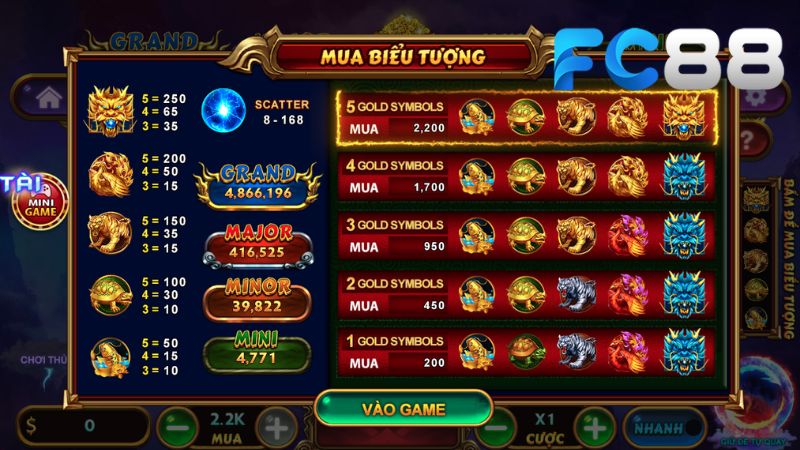 Kho Báu Tứ Linh sở hữu hệ thống icon trả thưởng ở nhiều cấp độ cho cược thủ săn tiền