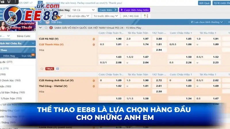 Thể thao ee88: sân chơi kịch tính dành cho tín đồ đam mê cá cược